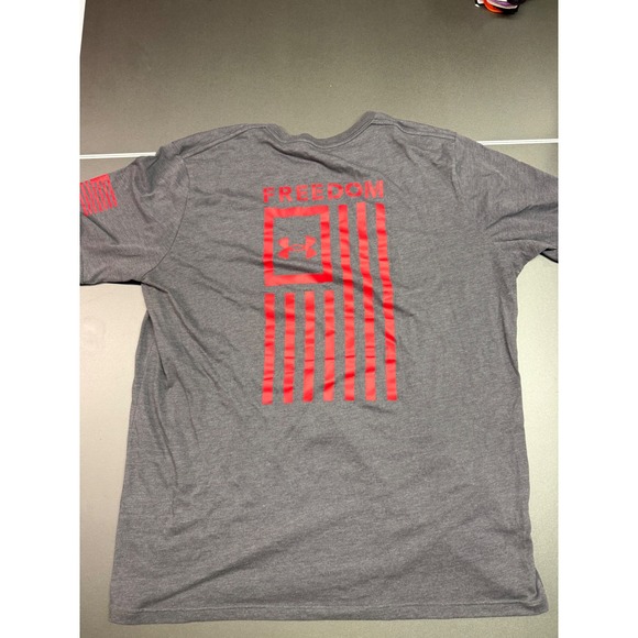 Under Armour Other - Under Armour Freedom Mens XL Gray Red American Flag Graphic T-Shirt Loose Fit